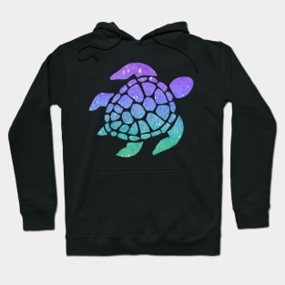 Bright Purple Aqua Ombre Faux Glitter Turtle Hoodie